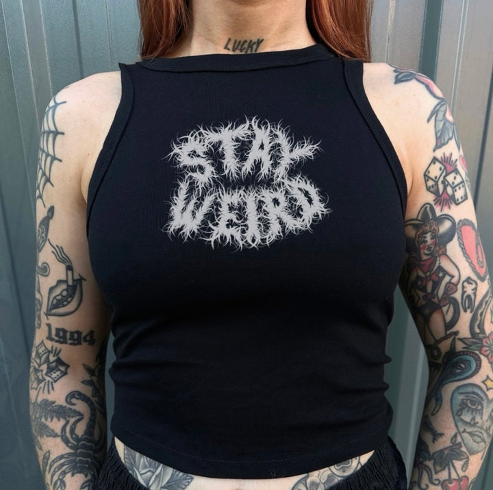 STAY WEIRD RIBBED VEST TOP