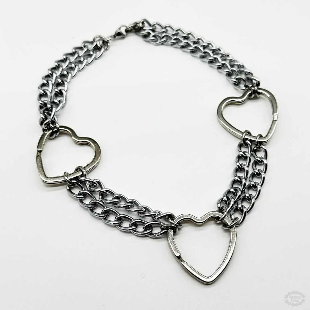 THE HEART + CHAIN MULTI NECKLACE-Vicious Punx-Vicious Punx