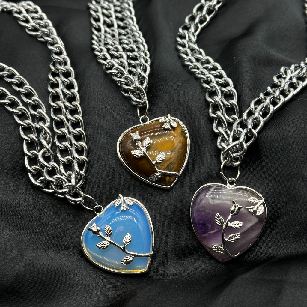NATURAL STONE HEART NECKLACE