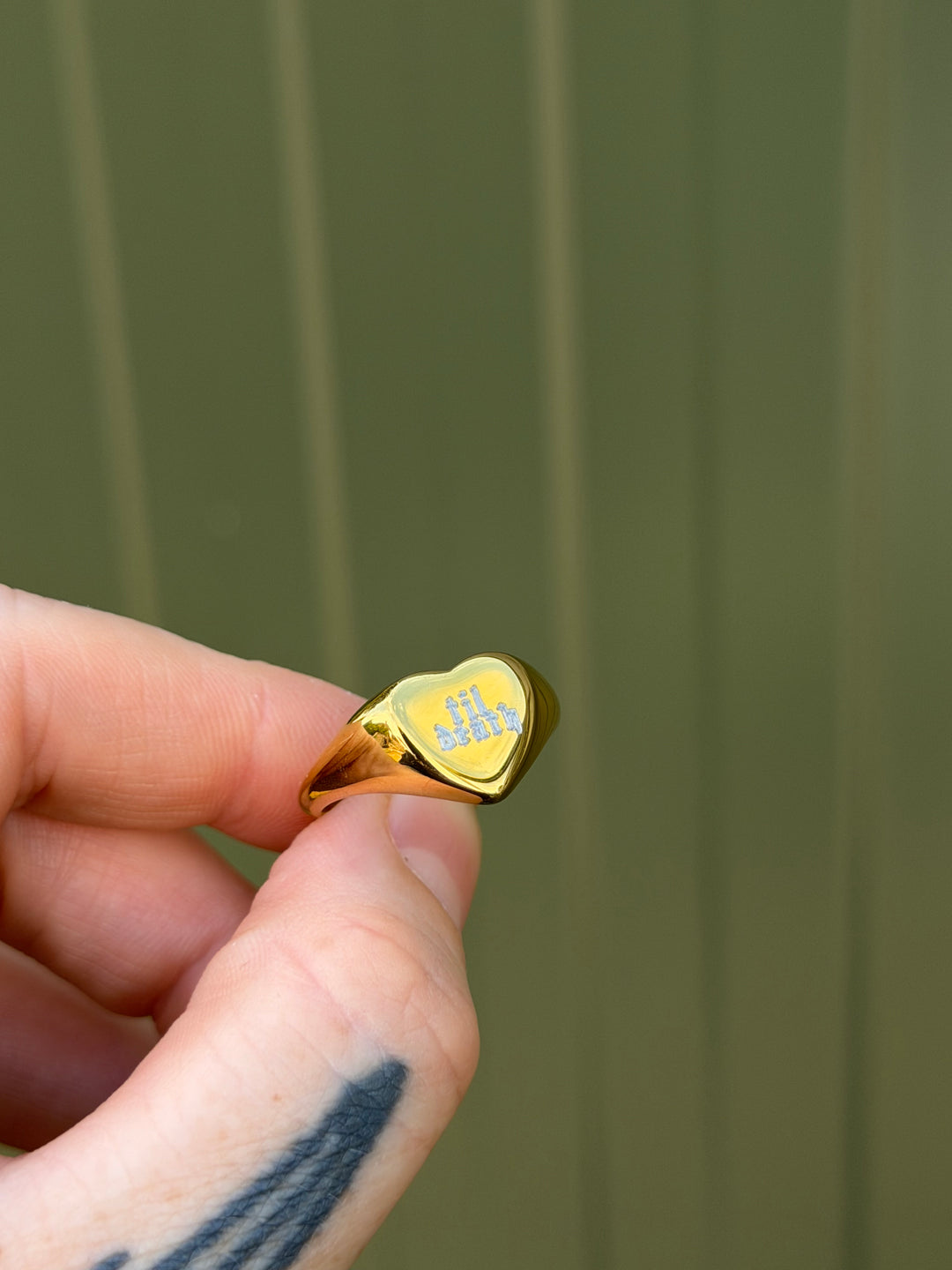 SAMPLE SALE - TIL DEATH GOLD HEART RING