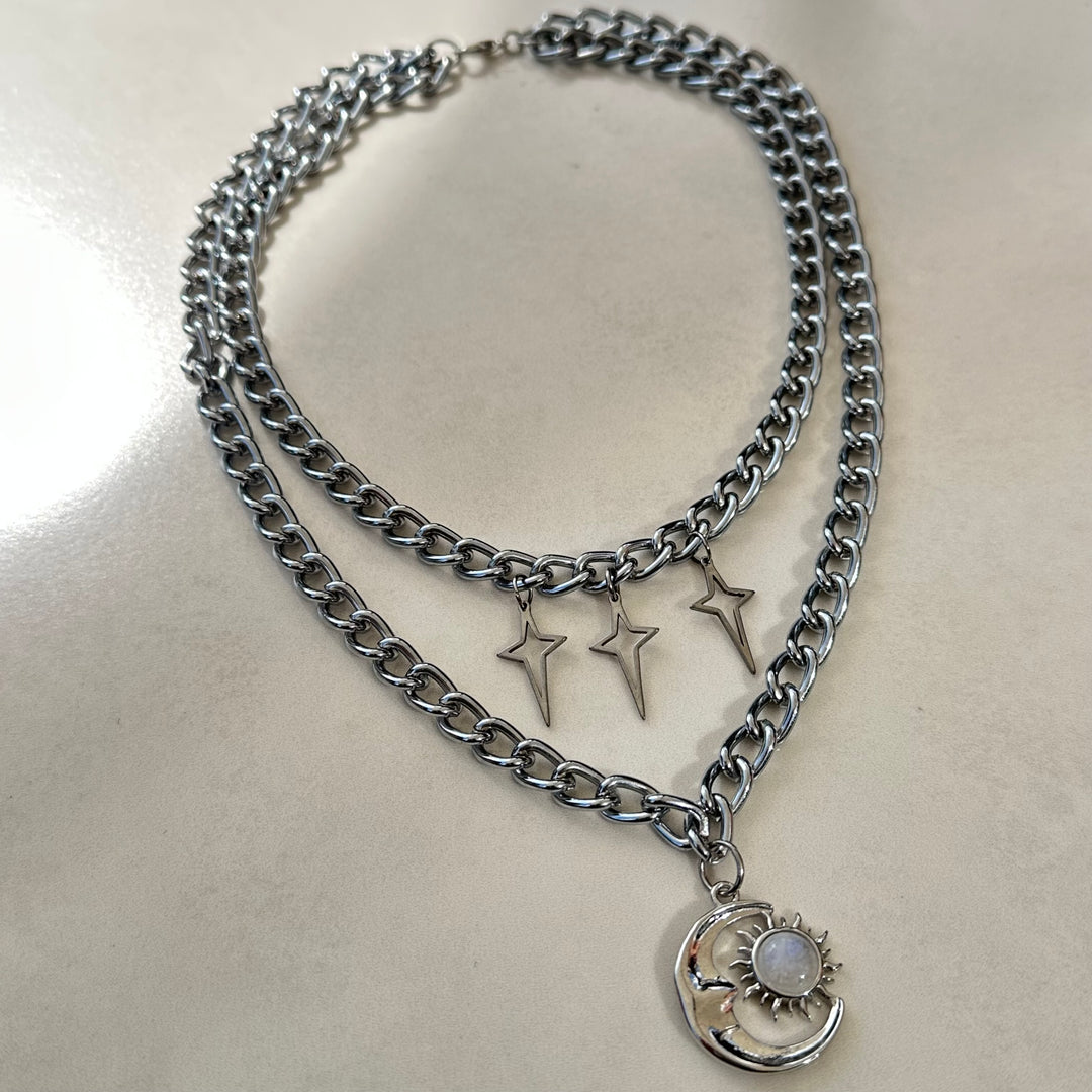 MOON & STARS DOUBLE NECKLACE