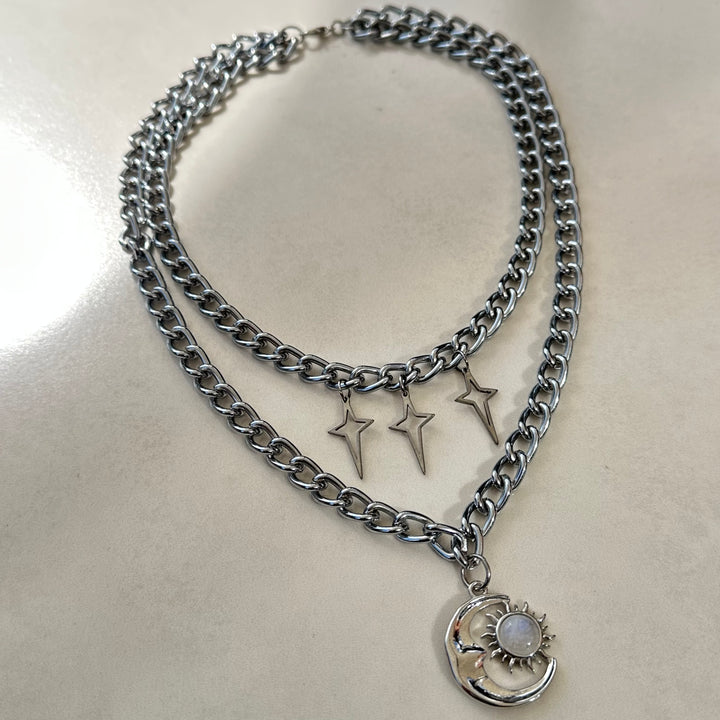 MOON & STARS DOUBLE NECKLACE