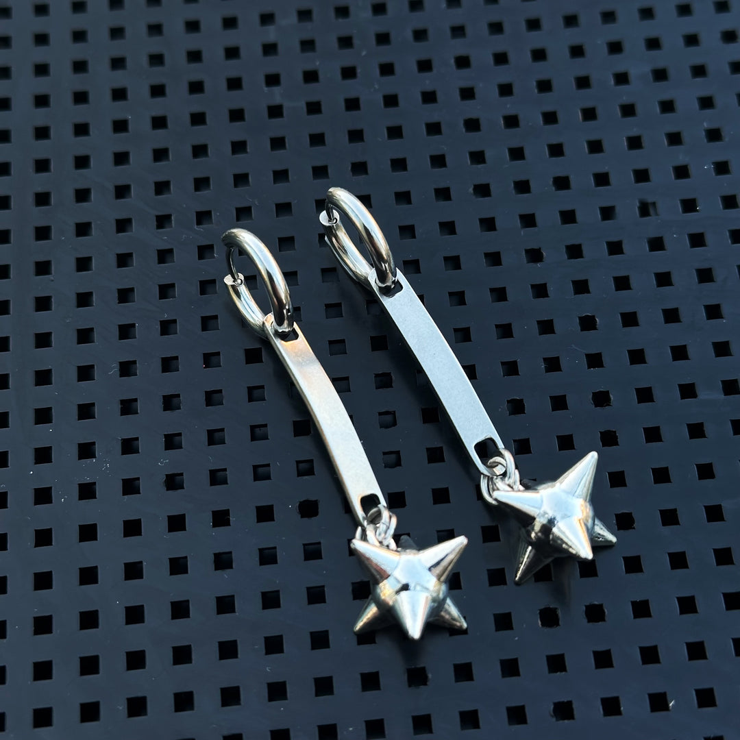 FLAIL TAG HOOP EARRINGS