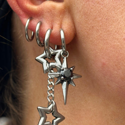 CHAINED STAR HOOP EARRINGS-Vicious Punx-Vicious Punx