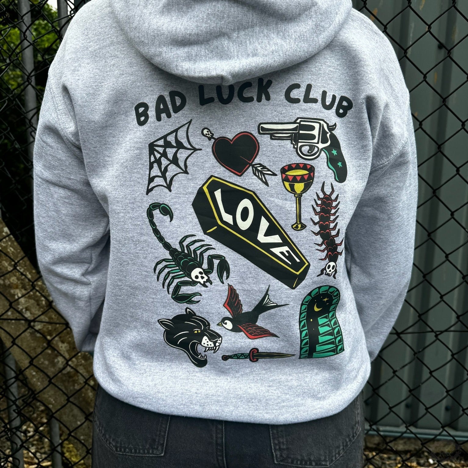 BAD LUCK CLUB TATTOO HOODIE - VARIOUS COLOURS