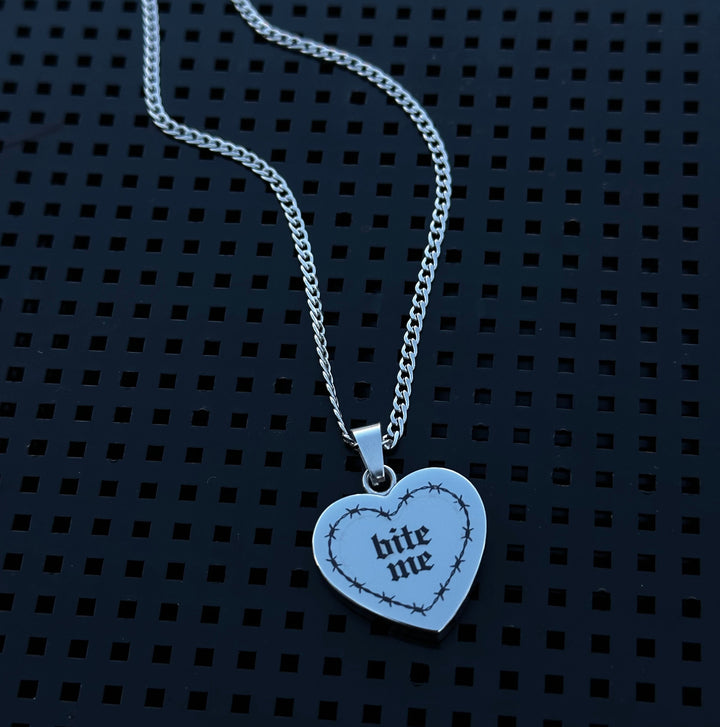 THE BITE ME BARBED HEART NECKLACE