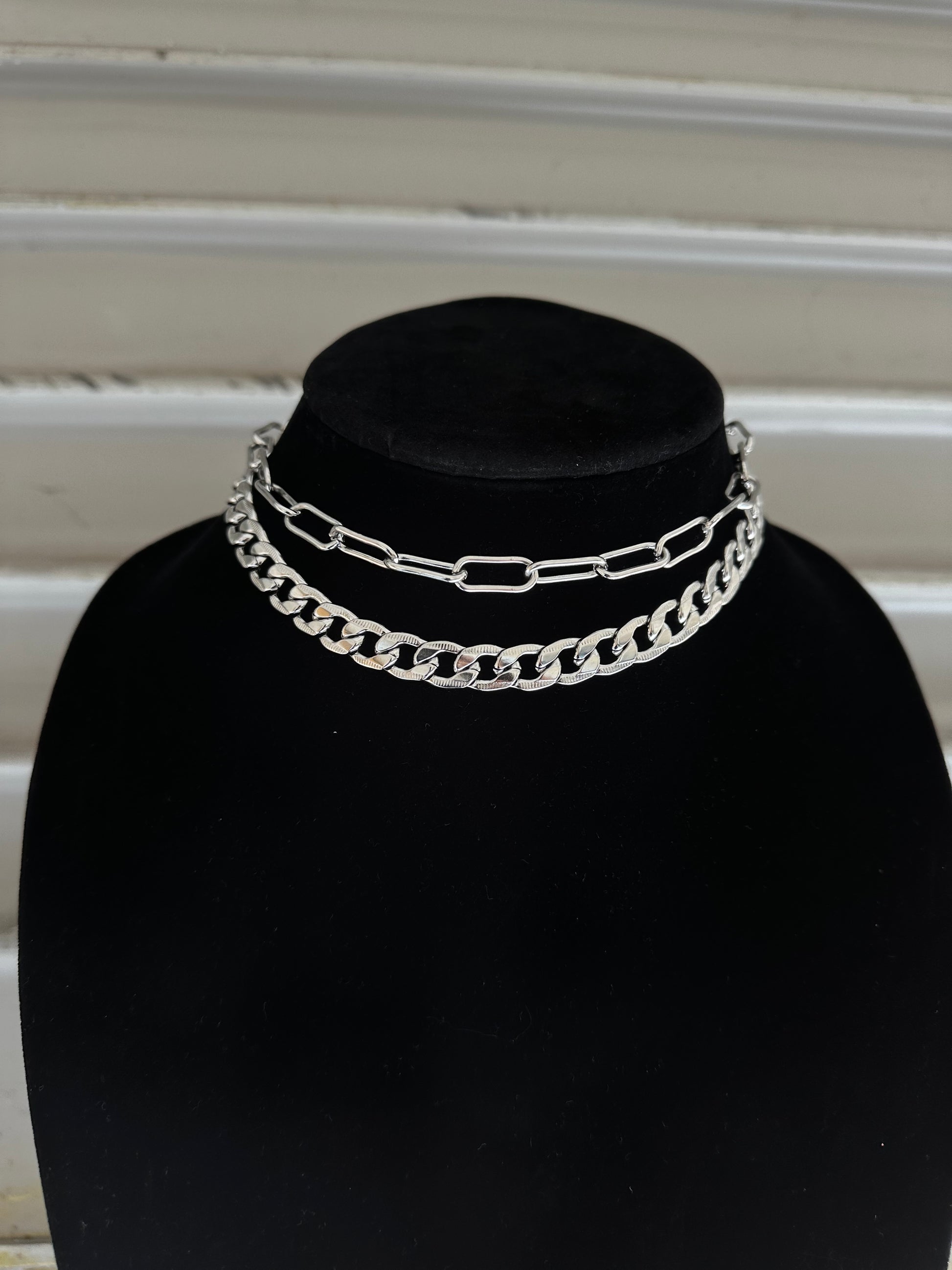 MIXED CURB & PAPERCLIP NECKLACE