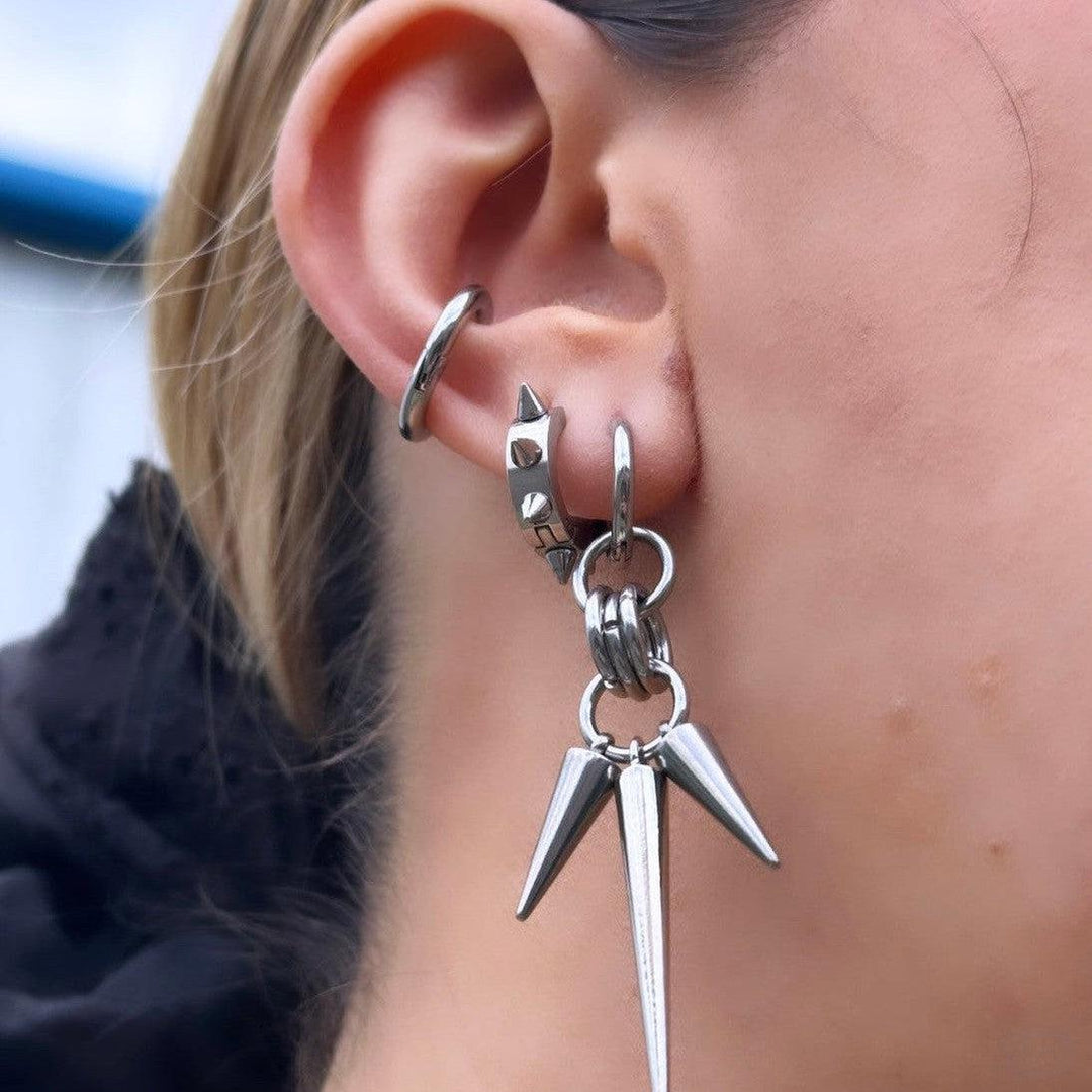 TRIPLE SPIKE HOOP EARRINGS-Vicious Punx-Vicious Punx