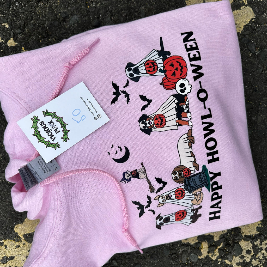Sample Sale - Happy Howl-O-Ween Pink Hoodie - Small - (50)
