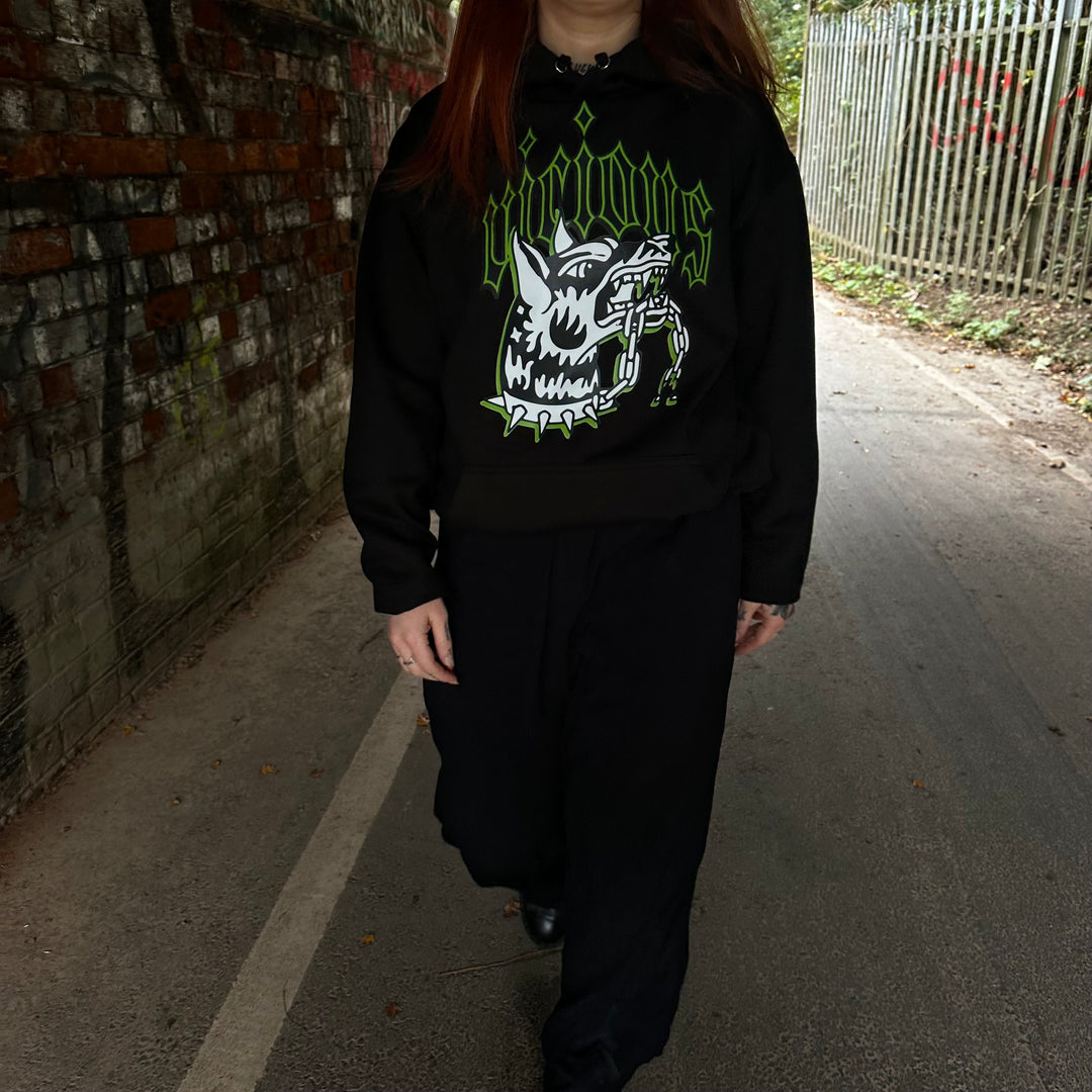 VICIOUS DOG PRINT BLACK HOODIE