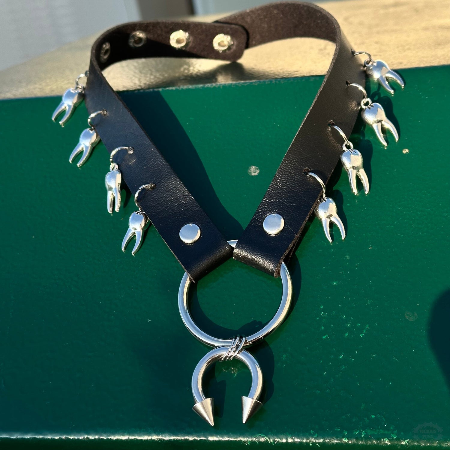 SPIKE TOOTH PU LEATHER CHOKER-Vicious Punx-Vicious Punx