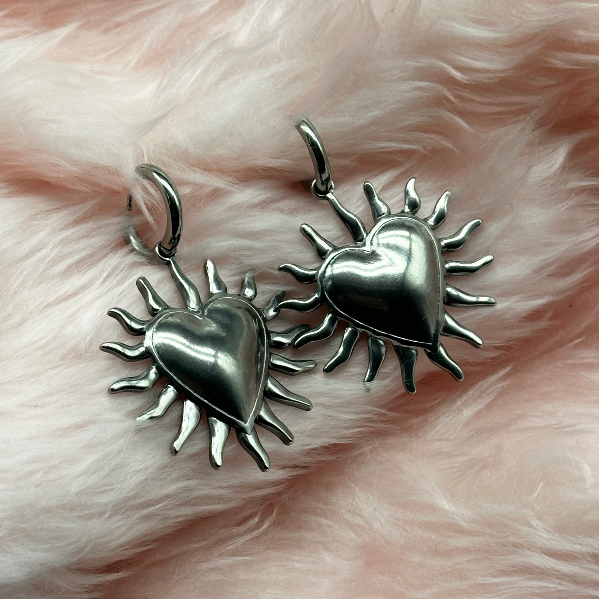 FLAMING SACRED HEART HOOP EARRINGS
