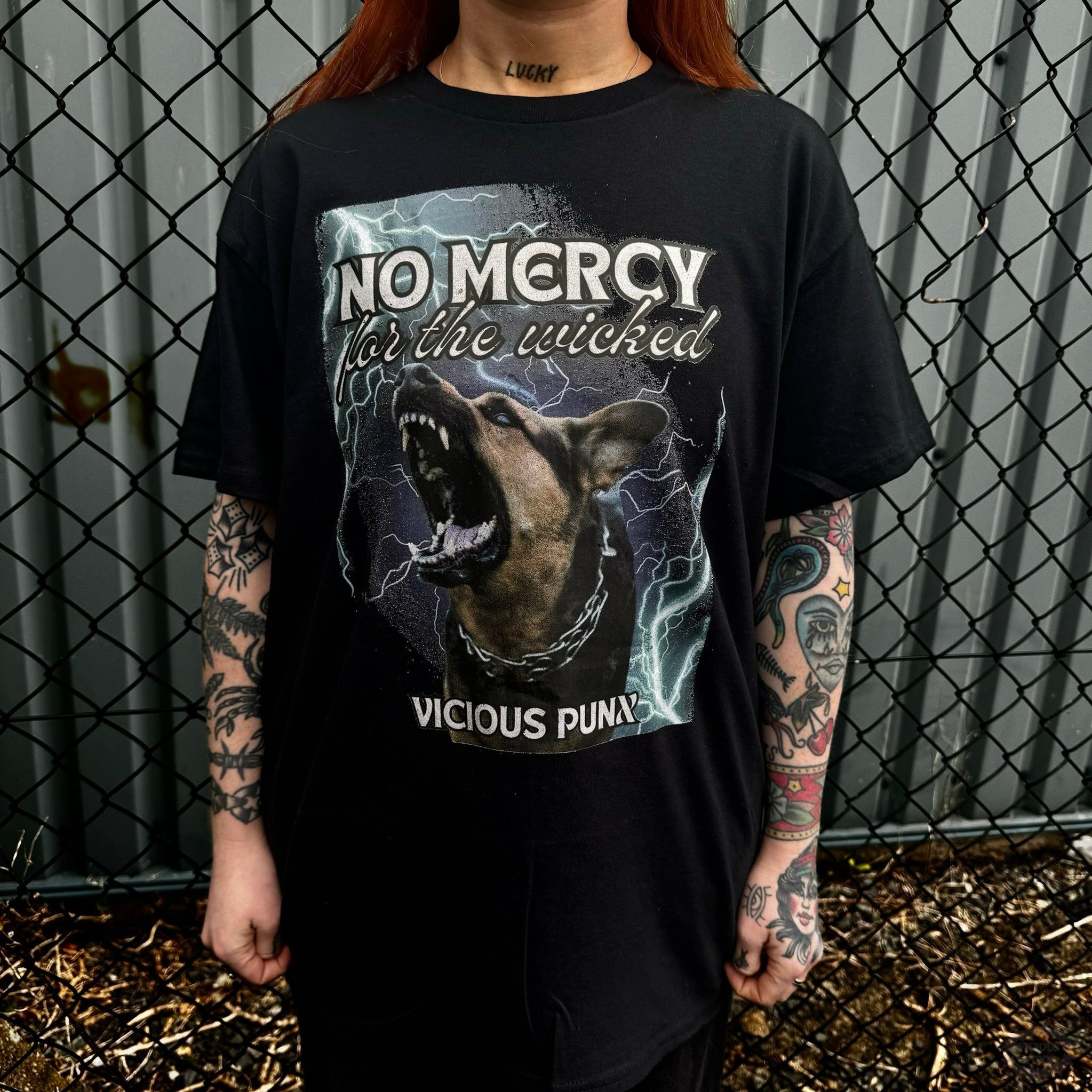 NO MERCY FOR THE WICKED DOG T-SHIRT-Vicious Punx-Vicious Punx