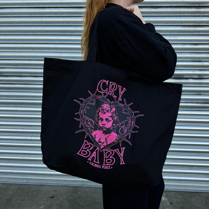 CRYBABY PRINTED TOTE BAG-Vicious Punx-Vicious Punx