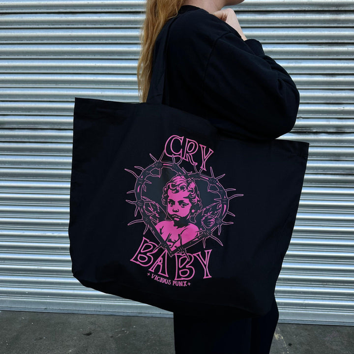 CRYBABY PRINTED TOTE BAG-Vicious Punx-Vicious Punx