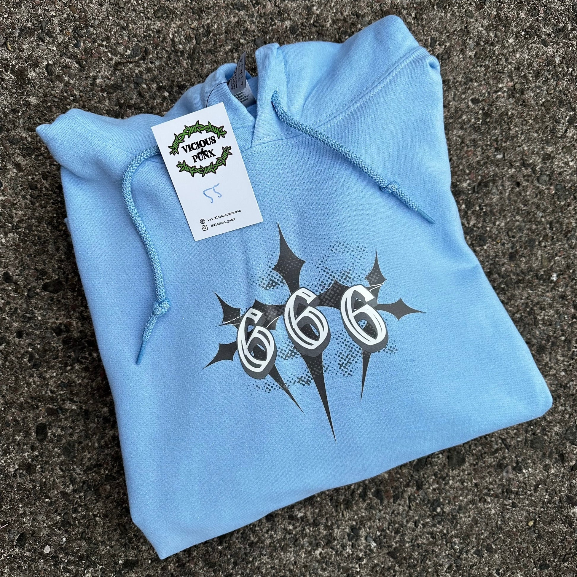 Sample Sale - 666 Crosses Blue Hoodie - Large - (55)