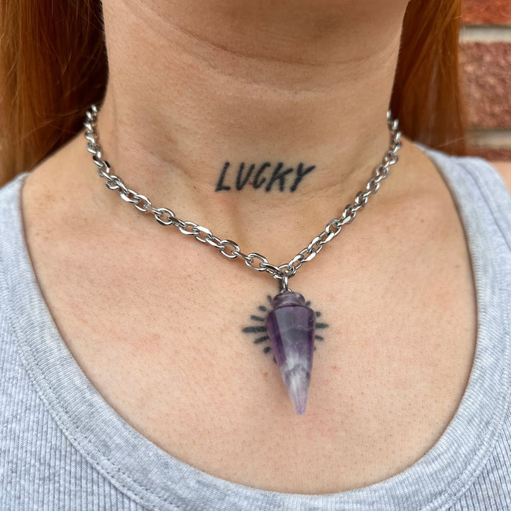 THE SPIKED AMETHYST NECKLACE-Vicious Punx-Vicious Punx