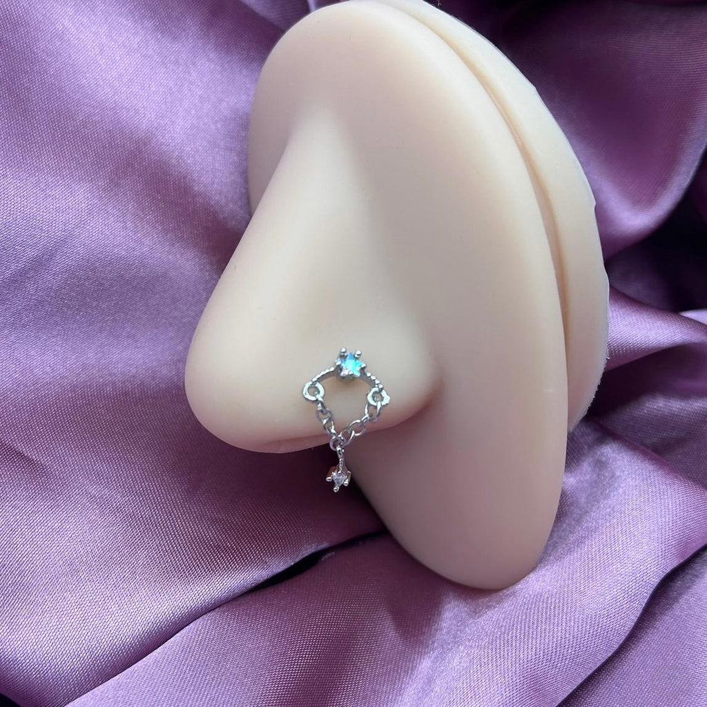 TWO STAR DANGLY L SHAPE NOSE BAR