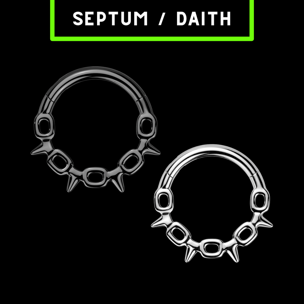 Spiked Chain Clicker – Black or Steel 1.2mm Ring for Daith, Septum or Helix