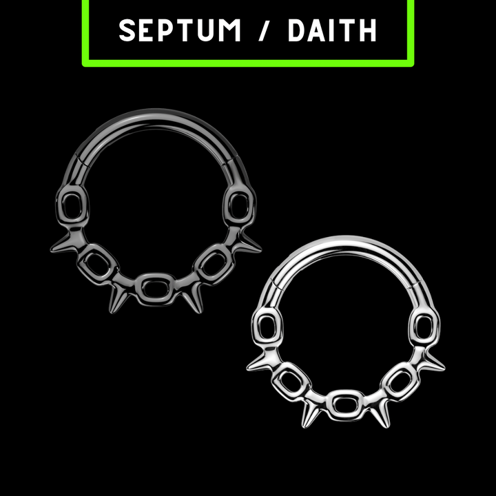 Spiked Chain Clicker – Black or Steel 1.2mm Ring for Daith, Septum or Helix