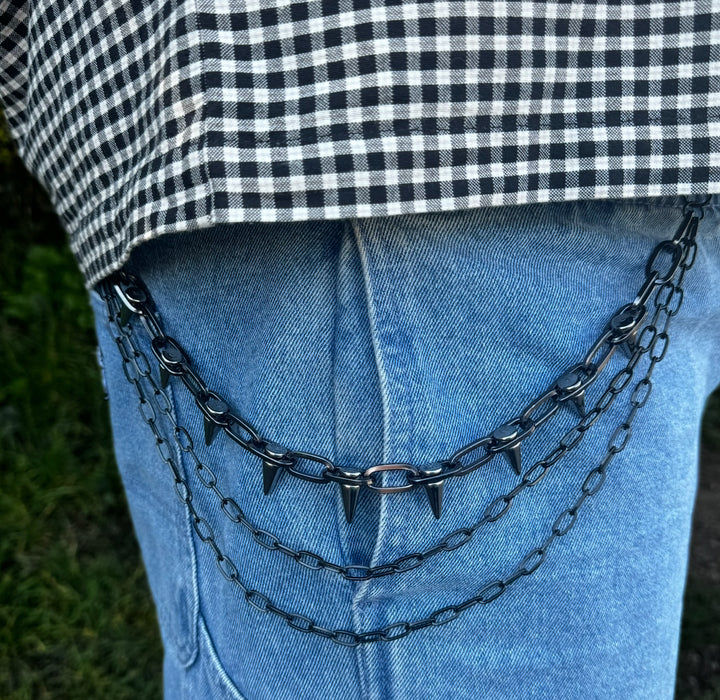 SPIKE TRIPLE PANT CHAIN - BLACK