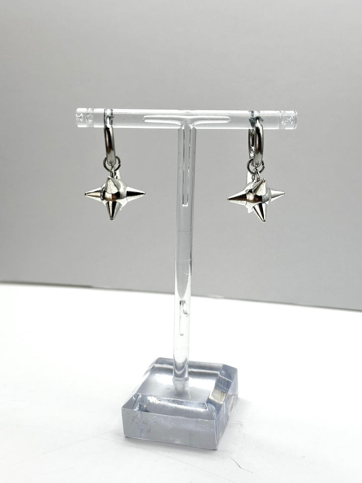 SPIKE MACE BALL HOOP EARRINGS