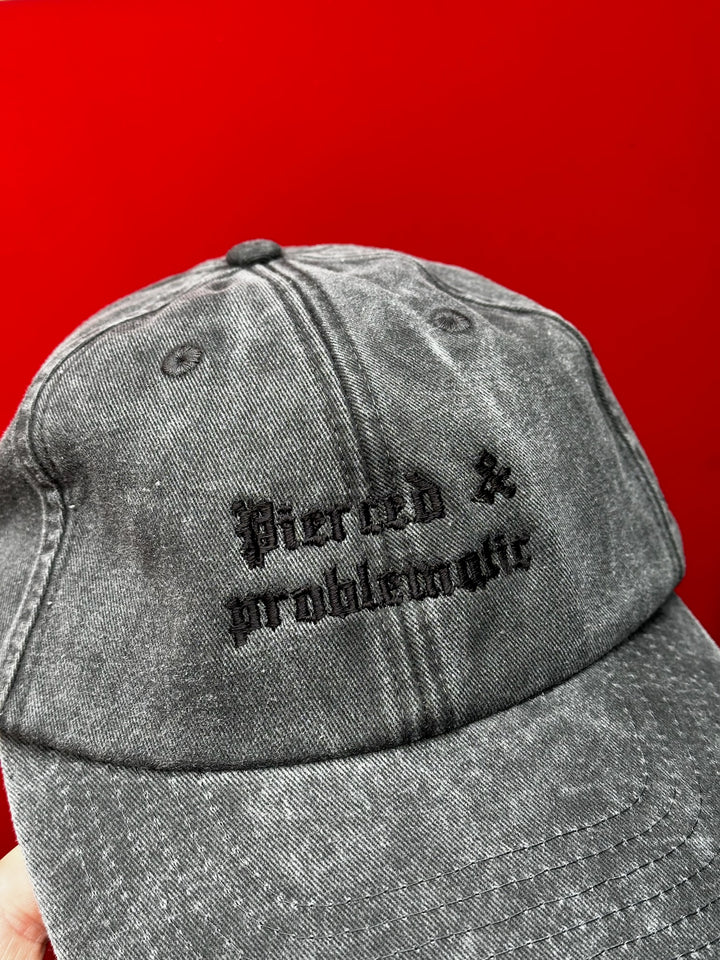 PIERCED & PROBLEMATIC EMBROIDERED BASEBALL CAP