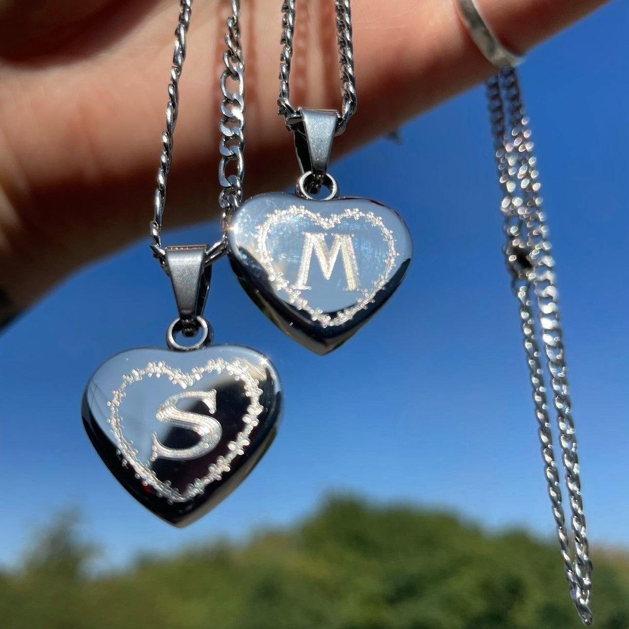 INITIAL BARBED HEART NECKACE
