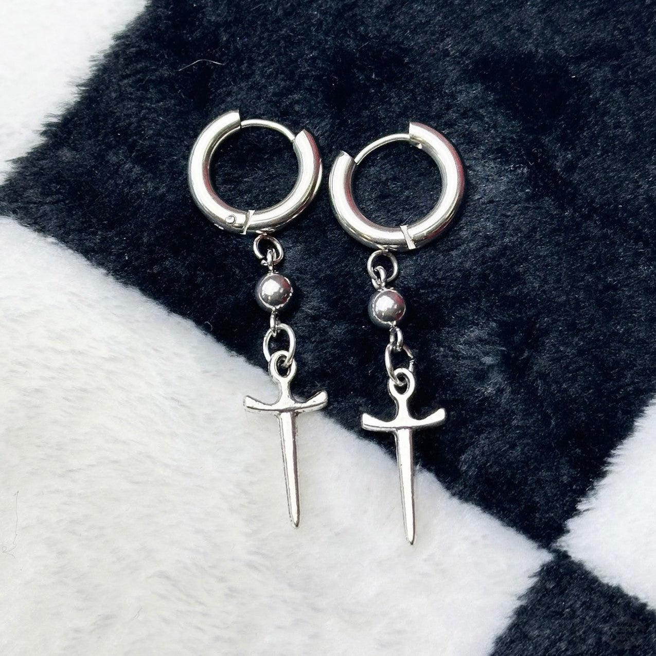 BALL DAGGER HOOP EARRINGS-Vicious Punx-Vicious Punx