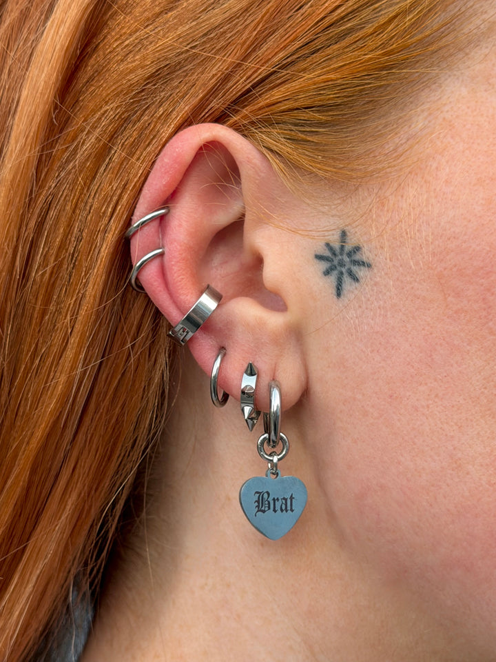 BRAT HEART HOOP EARRINGS