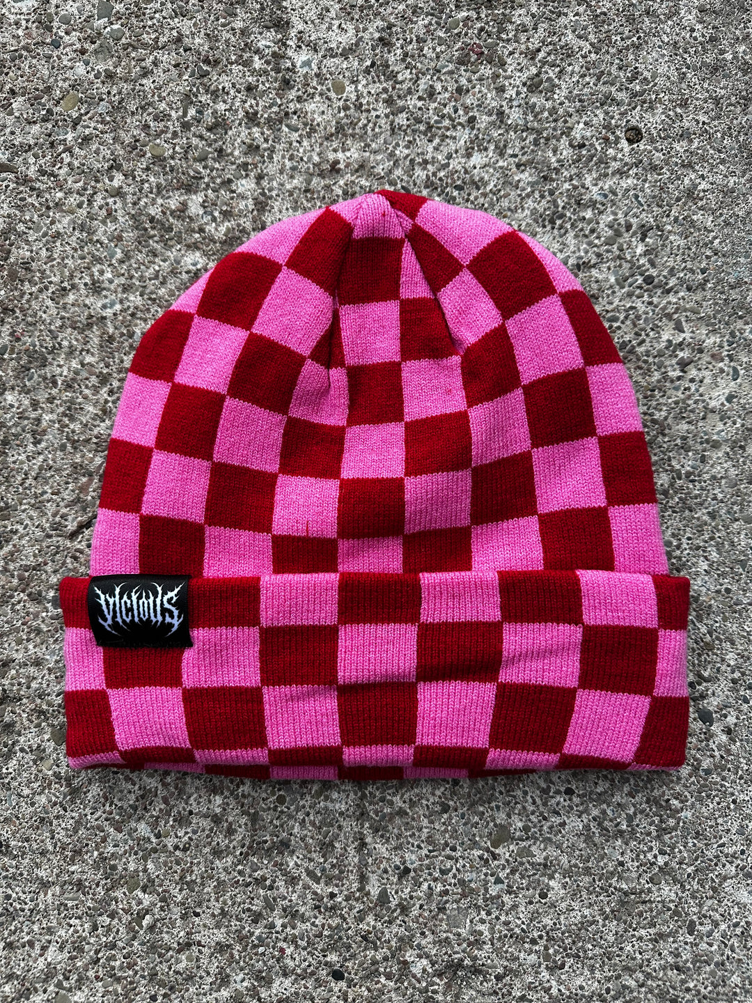 CHECKERBOARD BEANIE HAT