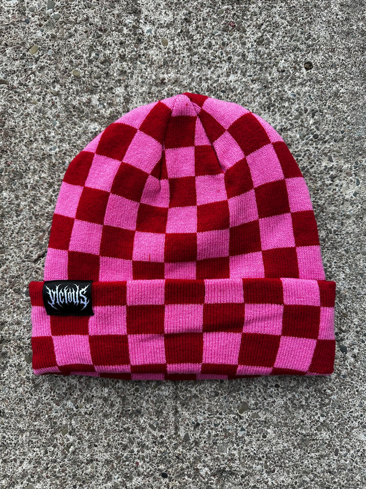 CHECKERBOARD BEANIE HAT