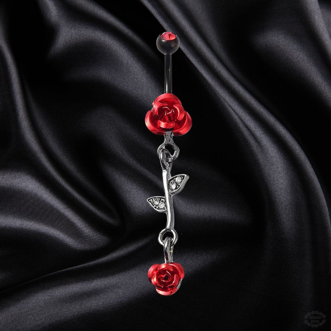 BLACK &amp; RED ROSE BELLY BAR-Vicious Punx-Vicious Punx