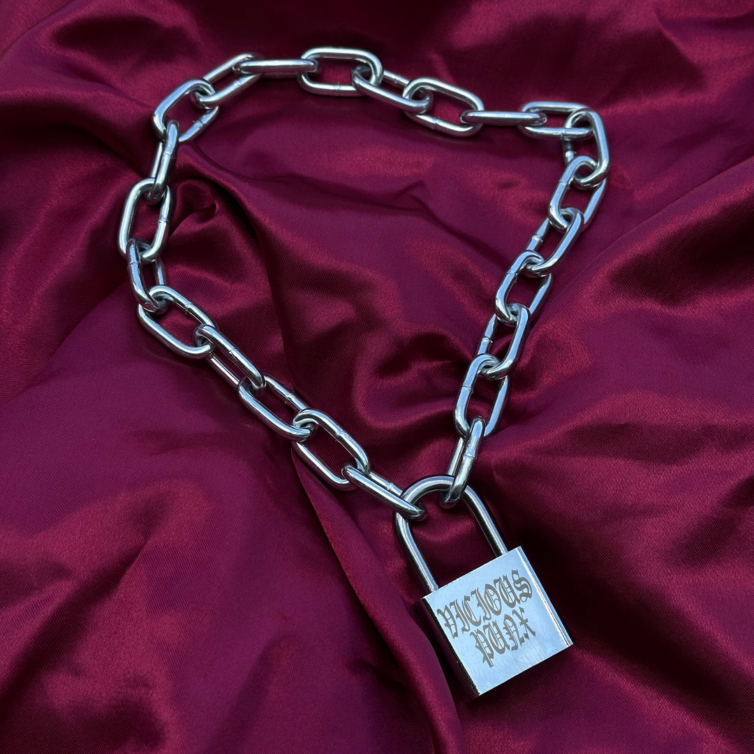 PERSONALISED CHUNKY STEEL LOCK NECKLACE
