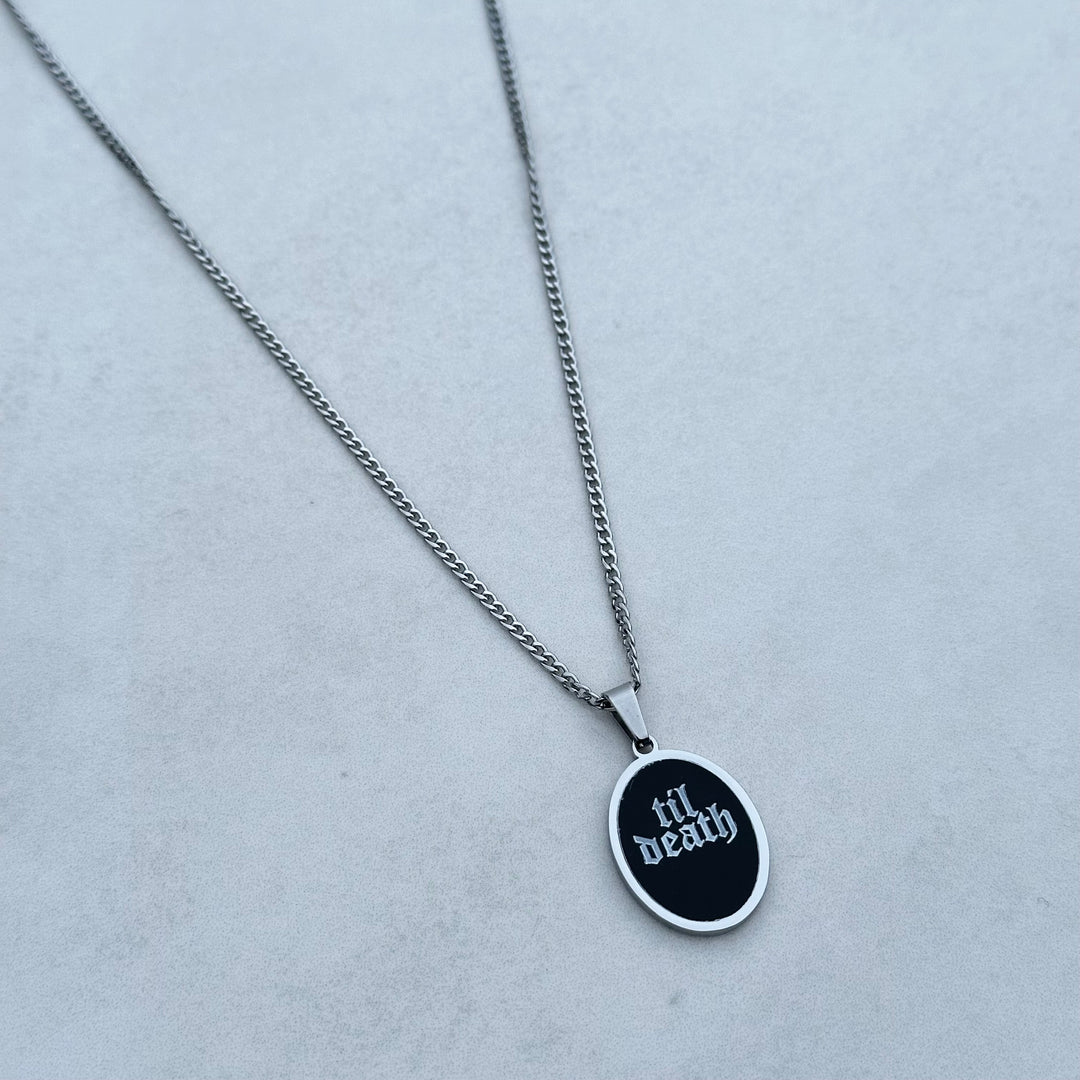 TIL DEATH OVAL PENDANT NECKLACE