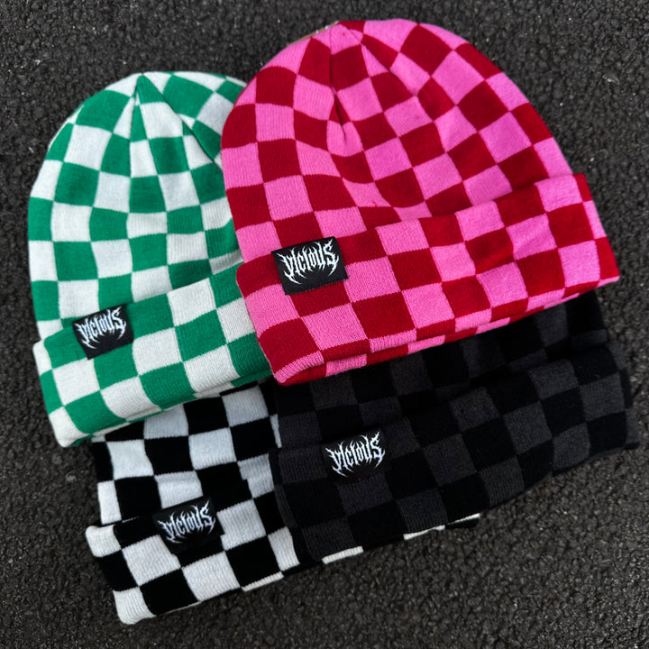 CHECKERBOARD BEANIE HAT