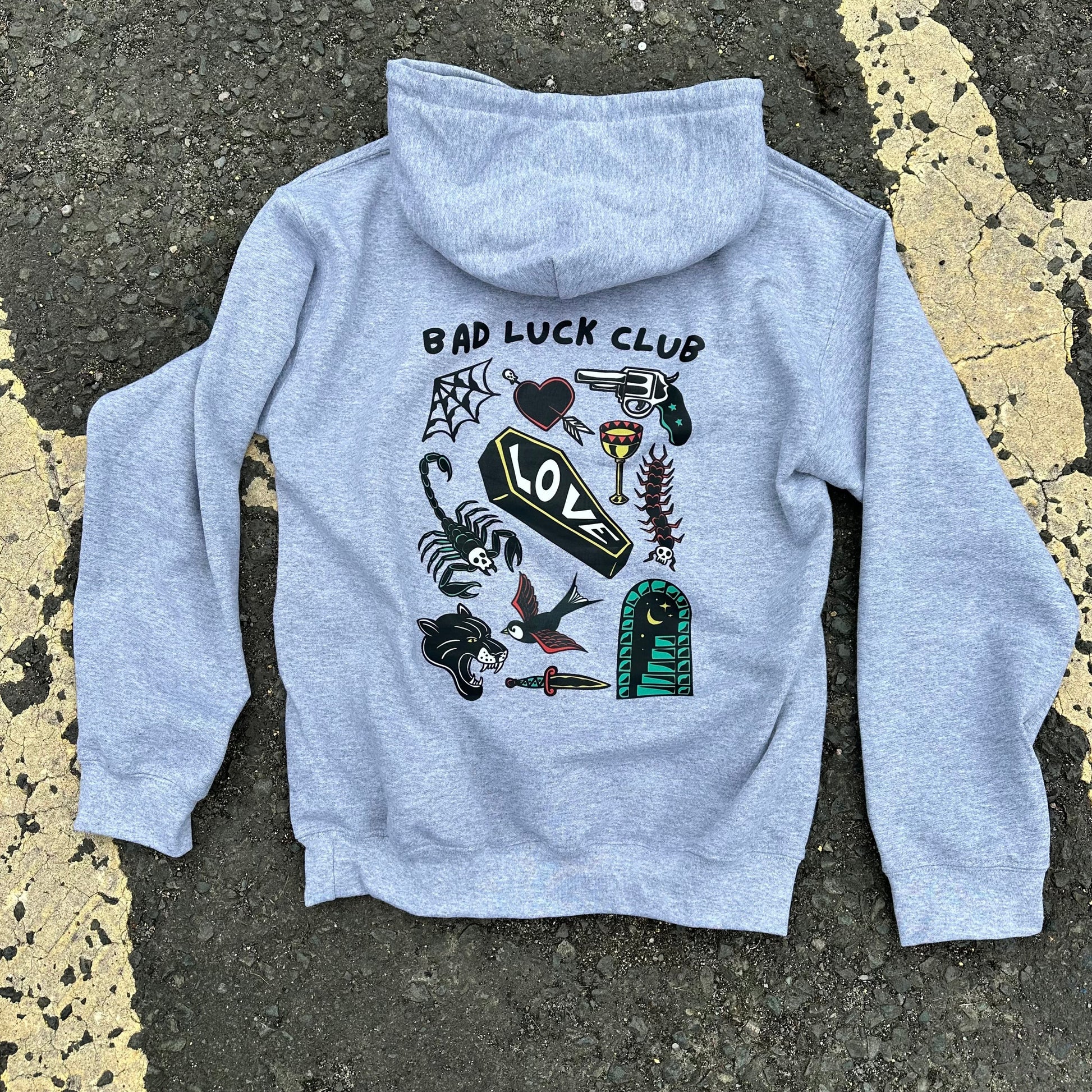 BAD LUCK CLUB TATTOO HOODIE - VARIOUS COLOURS