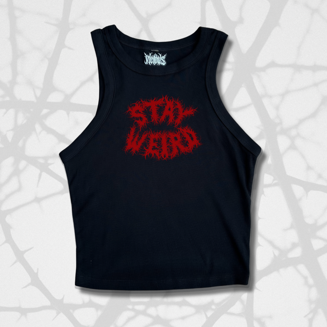 STAY WEIRD RIBBED VEST TOP