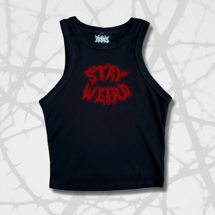 STAY WEIRD RIBBED VEST TOP