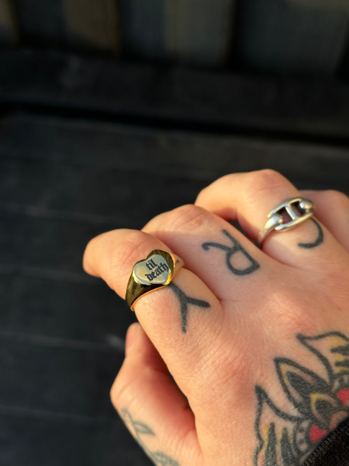 TIL DEATH STAINLESS STEEL HEART RING