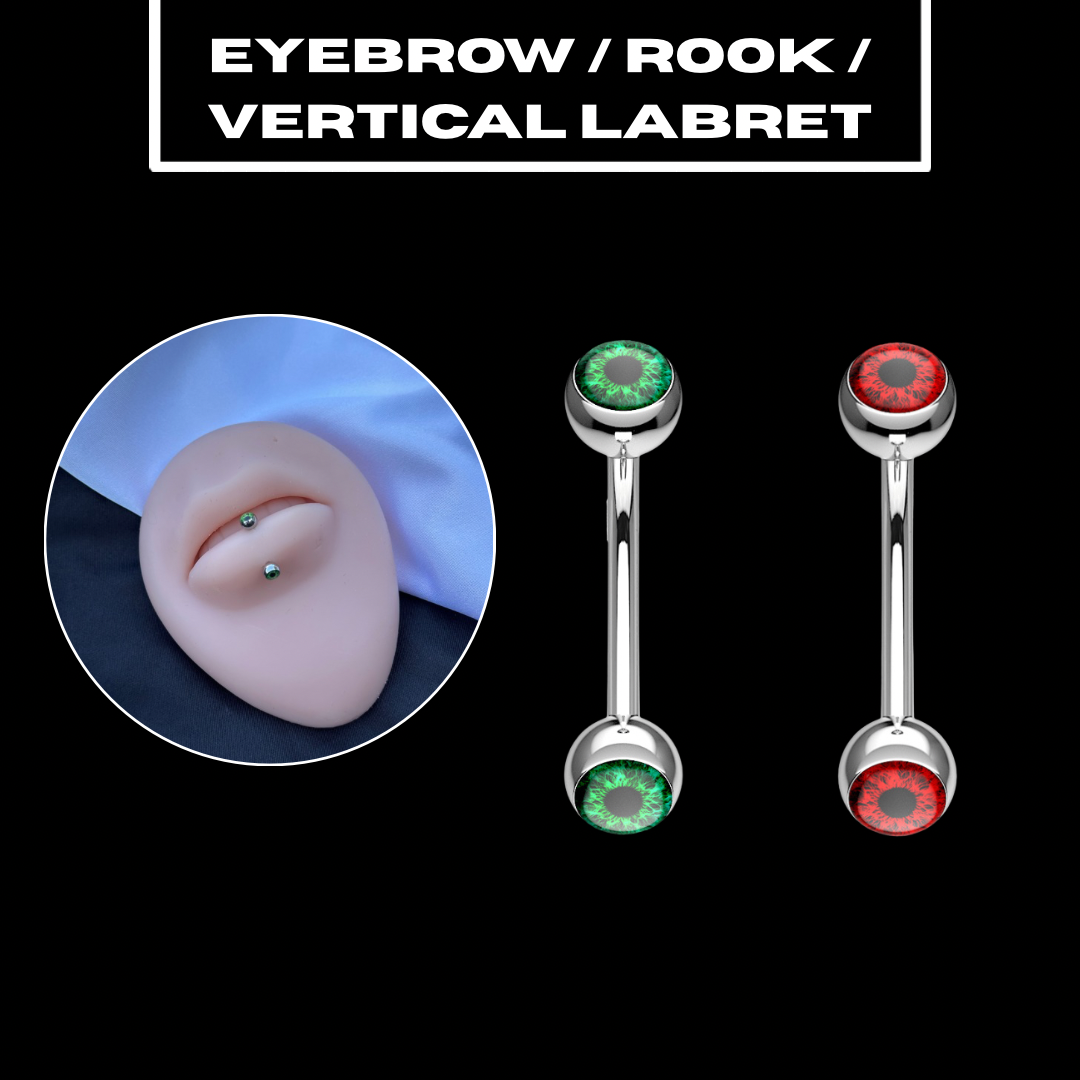 EYEBALL CURVED BARBELL - EYEBROW / ROOK / VERTICAL LABRET