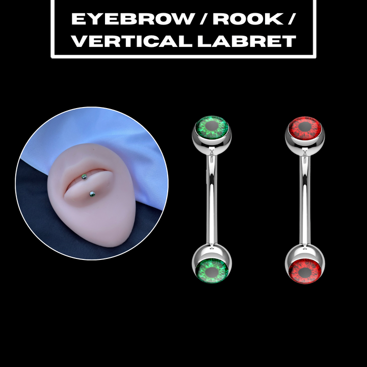 EYEBALL CURVED BARBELL - EYEBROW / ROOK / VERTICAL LABRET