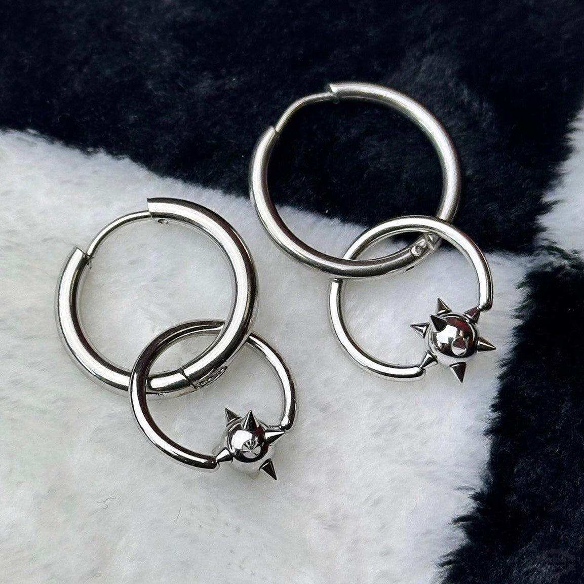 MACE BALL 20MM HOOP EARRINGS-Vicious Punx-Vicious Punx