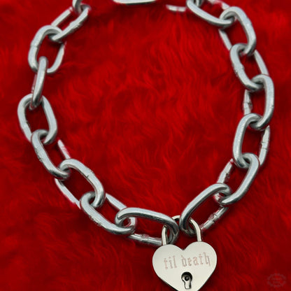 TIL DEATH HEART PADLOCK NECKLACE - PERSONALISED-Vicious Punx-Vicious Punx