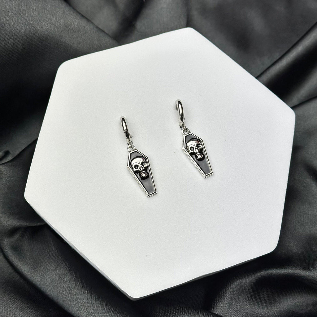 SKULL COFFIN HOOP EARRINGS