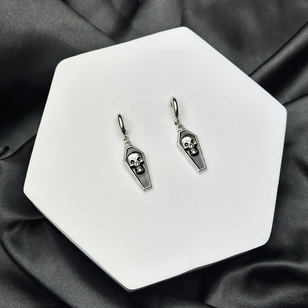 SKULL COFFIN HOOP EARRINGS
