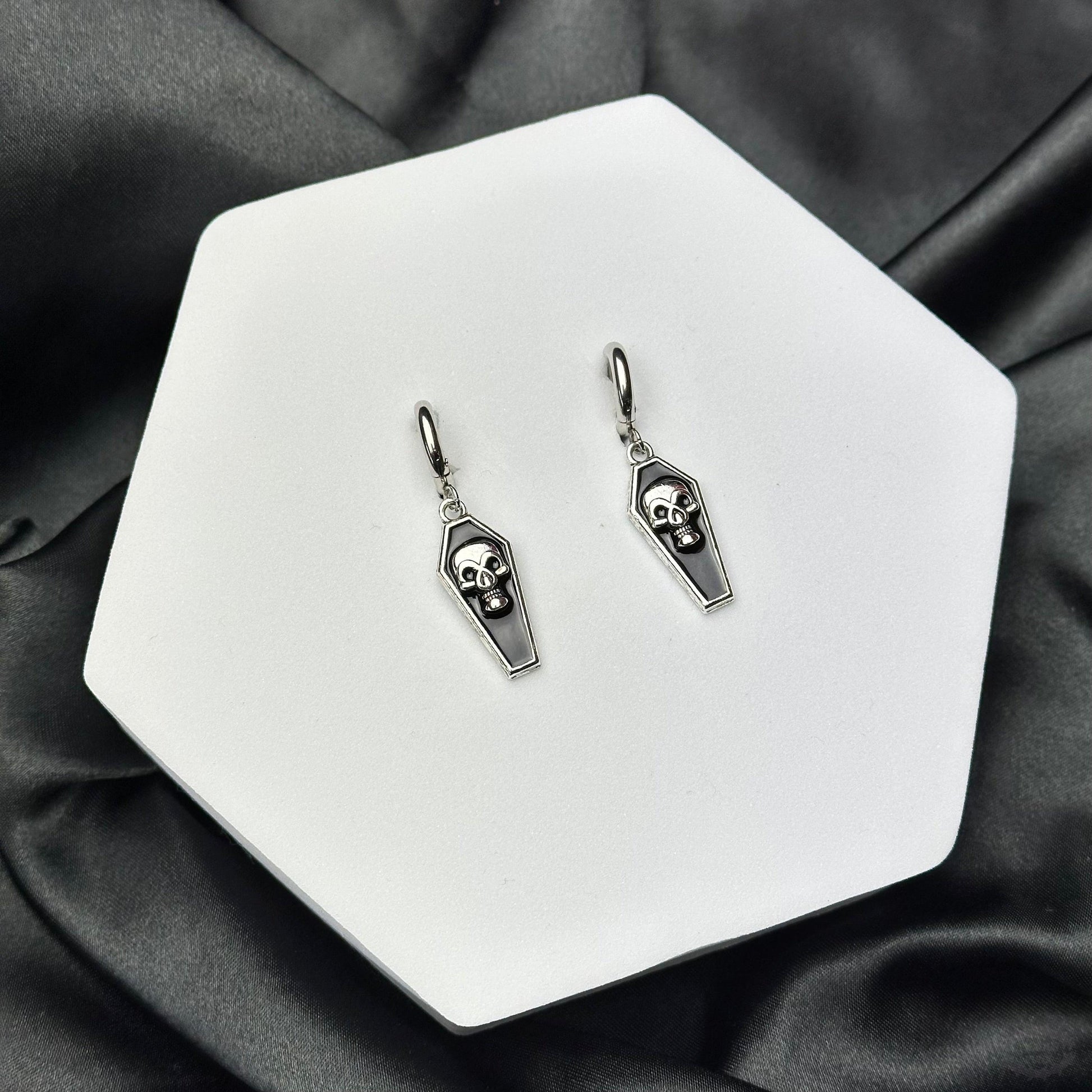 SKULL COFFIN HOOP EARRINGS