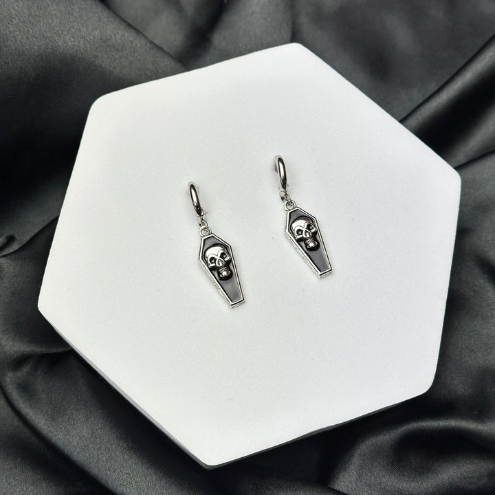 SKULL COFFIN HOOP EARRINGS