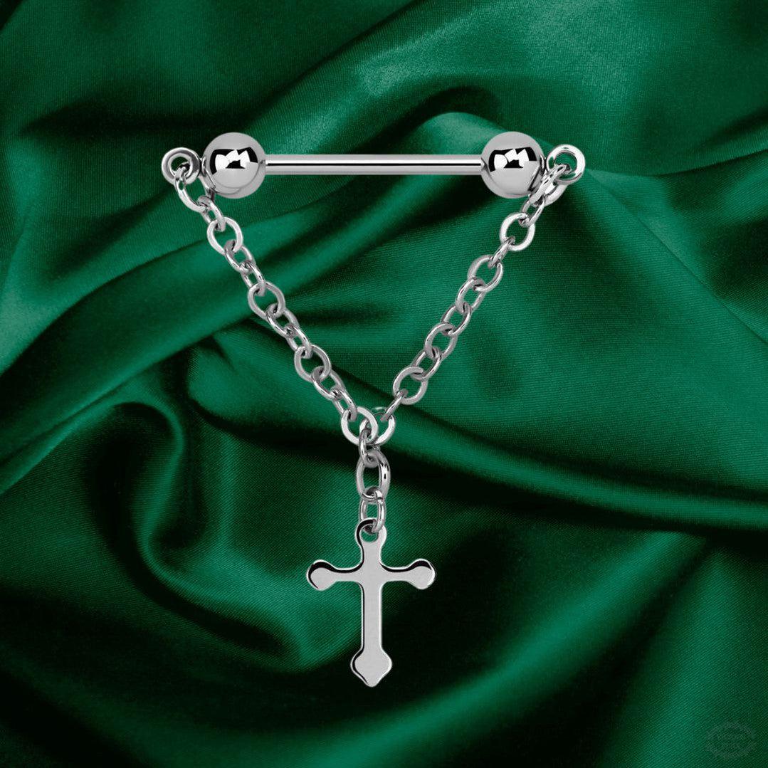 CROSS + CHAIN NIPPLE BAR-Vicious Punx-Vicious Punx