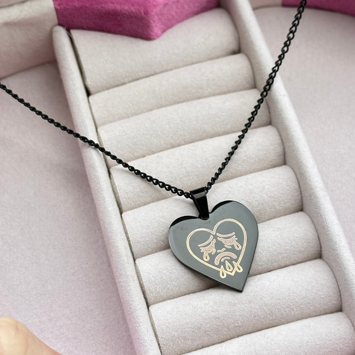 SALE - BLACK CRYING HEART NECKLACE